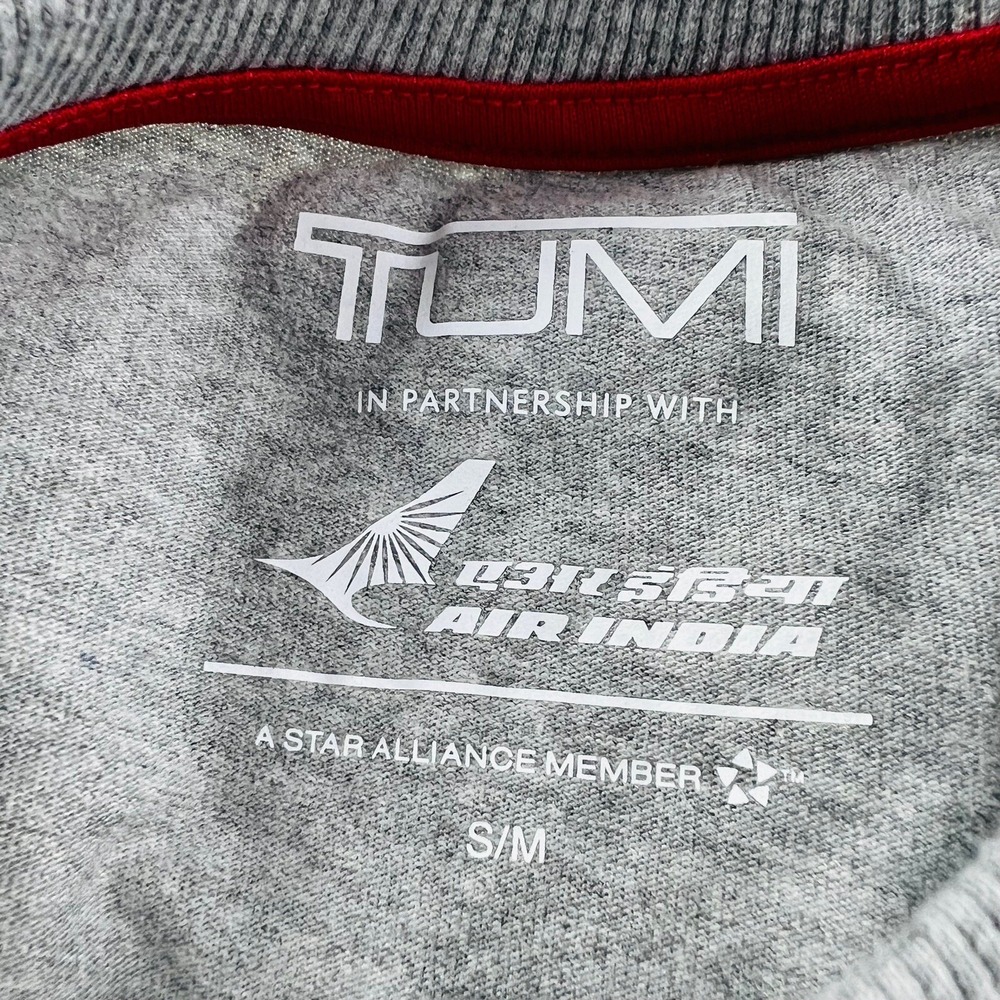 Tumi X Air India Gray Long Sleeve Polyester Cotton T-Shirt Mens Size Small - Picture 4 of 6